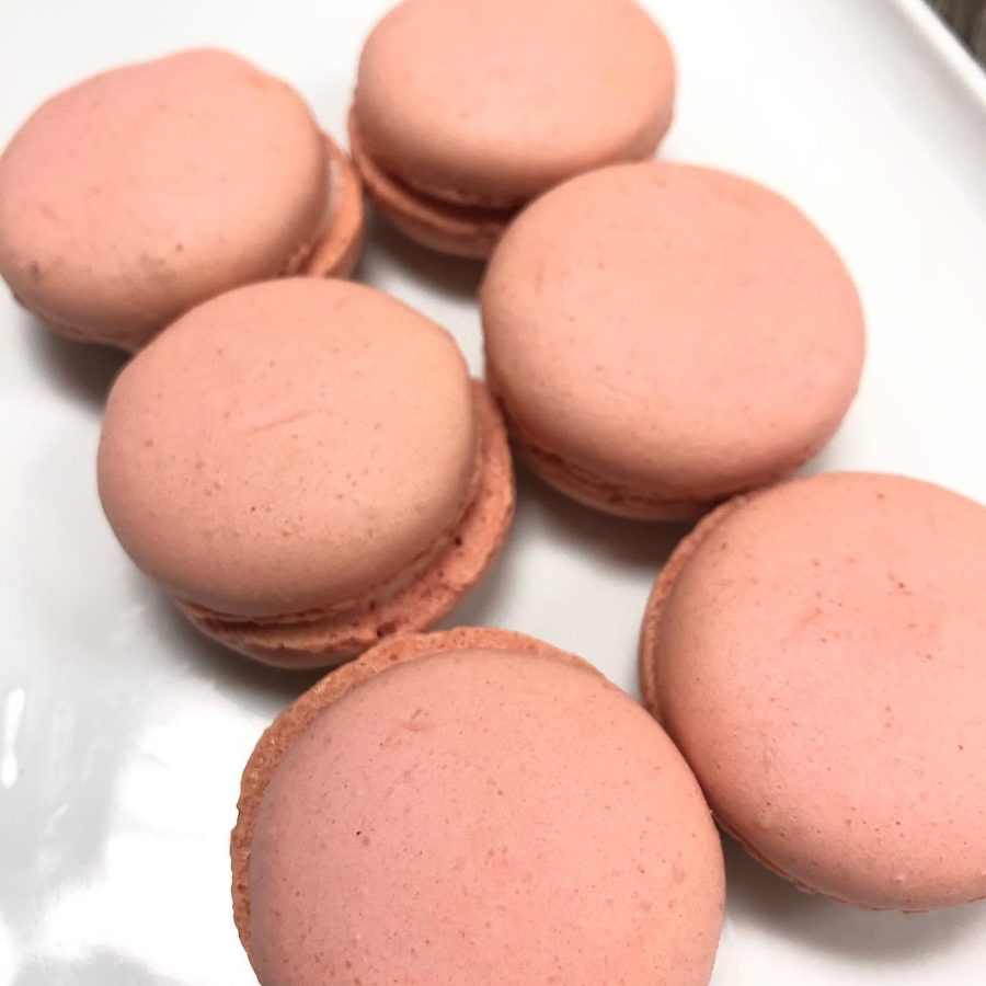 Cakes & Bakes's own photograph: a group of pink strawberry macarons.